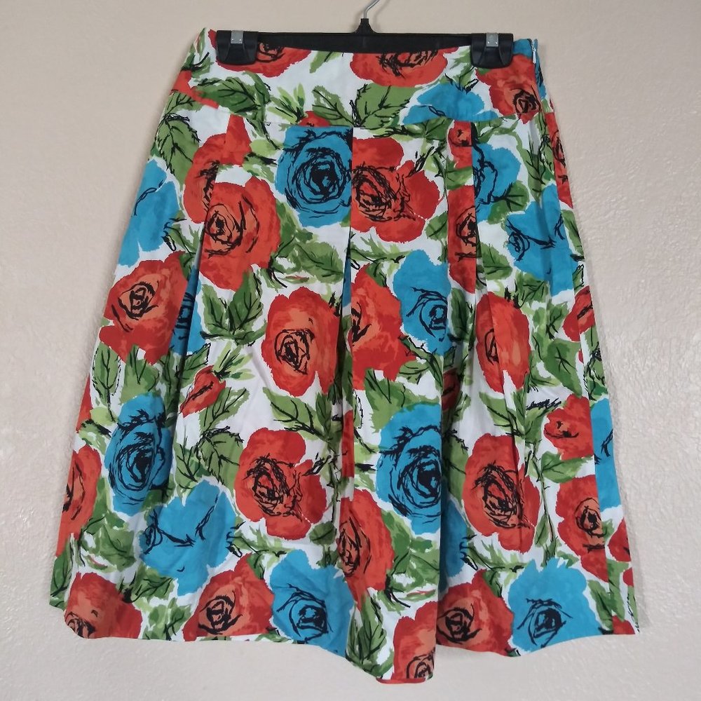 Talbots Colorful Floral Pleated Skirt Women's Size 4